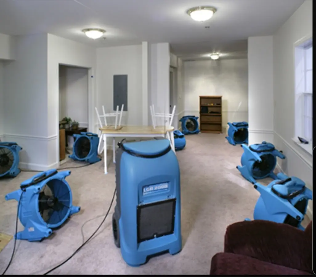 Air movers and dehumidifier setup for Water Extraction & Removal in Pampa